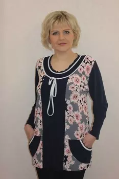 Туника трикотажная Патси (розовые цветы) рр