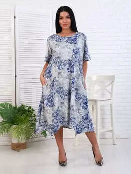 Туника трикотажная Пепита (цветы на сером)