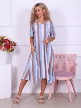 Туника трикотажная Пепита (голубая полоса)