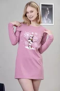 Туника трикотажная Пингвины (пудровая)