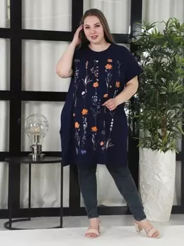 Туника трикотажная Вереск (темно-синяя)