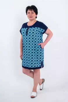 Туника трикотажная Вилма (бирюзовый принт)