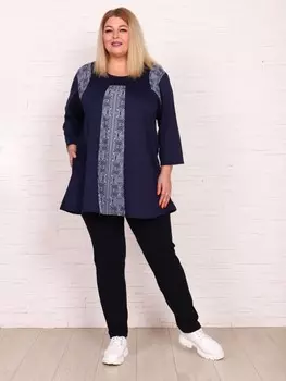 Туника трикотажная Вставка (темно-синяя) рр