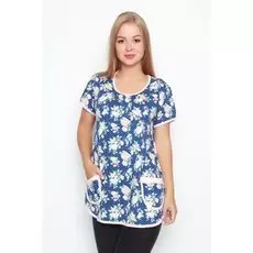 Туника трикотажная Женя (цветы и горох)