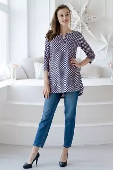 Туника вискозная Хезер (сине-розовая)