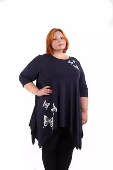 Туника вискозная Лида (темно-синяя)