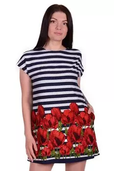 Туника вискозная Луиза (маки) рр