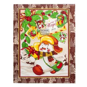 Вафельное полотенце 45x60 Новый год (коричневое) зк