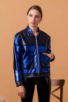 Жакет кожаный Апполинария (синий)