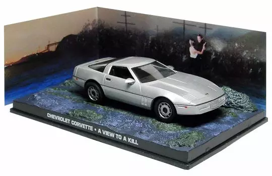 007 Бонд Машина Мини Машина Chevrolet Corvette CORVETTE 1985 Фильм Прекрасная добыча Джеймс Бонд 1/43 [Предмет] серебряный