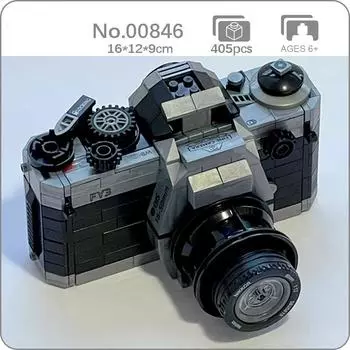 00846 Усовершенствованная цифровая зеркальная камера с длинным объективом, фотомашина, 3D модель, мини-блоки «сделай сам», строительные игрушки для детей, без коробки
