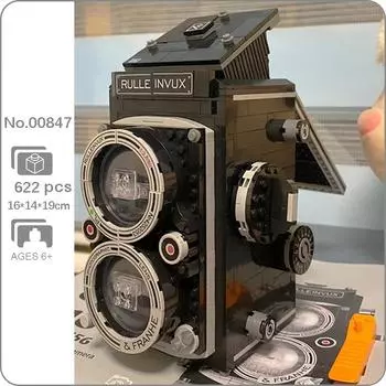 00847 Черная ручная ретро цифровая зеркальная камера, модель видеомашины, мини-блоки, кирпичи, строительные игрушки для детей, без коробки