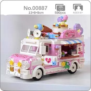 00887 автомобильный мир сладкий десерт конфеты автомобиль воздушный шар еда грузовик 3D модель мини-блоки кирпичи строительные игрушки для детей без коробки
