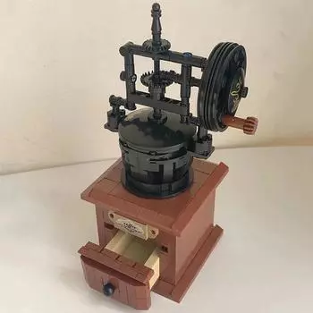 00984 Ретро Классическая ручная кофеварка для напитков, ящик для машины, сделай сам, мини-блоки, кирпичи, строительные игрушки для детей, без коробки