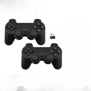 015D Двойной беспроводной игровой контроллер 2.4G с двумя приемниками S2, безмоторный, совместимый с игровой приставкой S2 чёрный
