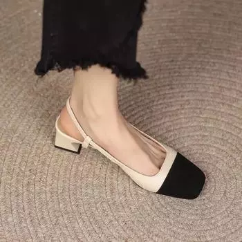 024 Новые летние женские туфли, туфли на среднем каблуке, квадратная головка, модные свадебные босоножки, повседневная обувь для женщин, Sandalias De Mujer 35 бежевый