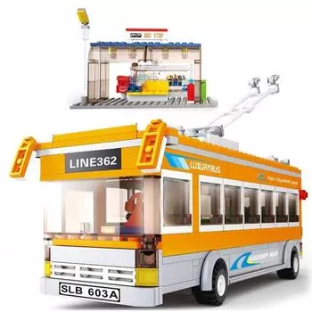 0332 Троллейбусы, 457 шт., 3D строительные кирпичи, наборы строительных блоков «сделай сам», для детской игрушки, рождественский подарок, игрушки «сделай сам», 60154