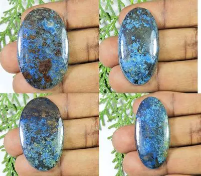 04 шт. натуральный голубой азурит овальный кабошон россыпью драгоценный камень 42-43 мм 272 карата. РQ-872