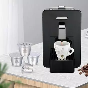 04 Stainless Steel Coffee Capsule 1PCS 3.7*2.7cm Mesh Silver Square Hole Type