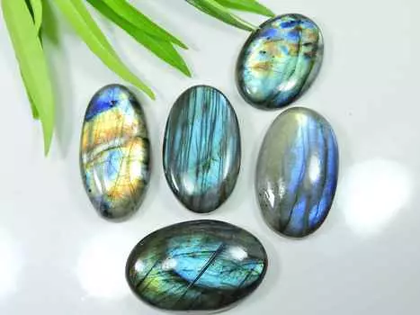 05 шт. натуральный лабрадорит синий огонь овальный кабошон драгоценный камень россыпью 40-40 мм LL-715