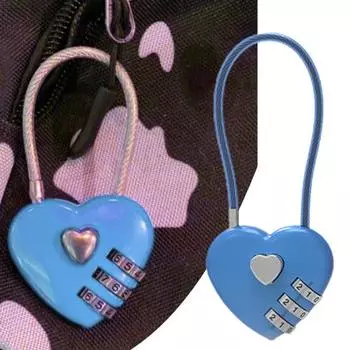 063U Кодовый замок Водонепроницаемый сбрасываемый рюкзак из цинкового сплава в форме сердца с паролем и навесным замком чёрный