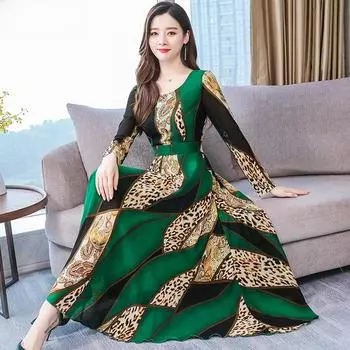 068 Осеннее утягивающее платье длиной до колена - Новый стиль XL