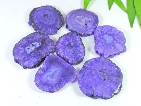 07 шт. Синий солнечный друзовый агат жеодовый кабошон россыпью драгоценных камней 388 карат RQ-2647