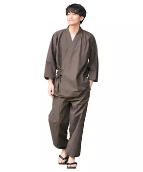 0812 Верхняя и нижняя простыня Samue Astringent [Nishiki] Мужская самуэ, 100% хлопок, комплект, материал, [7 коричневый/размер L]