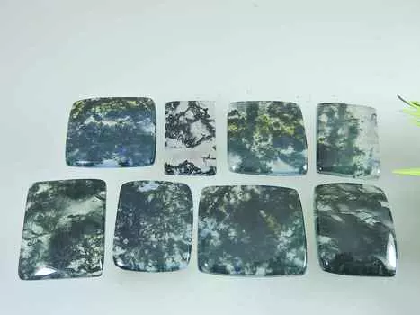 08 шт. натуральный зеленый моховой агат восьмиугольный кабошон драгоценный камень россыпью 26-28 мм RQ-2945