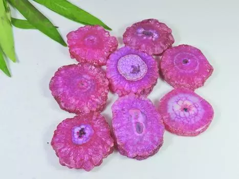 08Pcs Pink Solar Druzy Agate Geode Fancy cabochon Loose Gemstone Lot 30-35MM RQ-2678