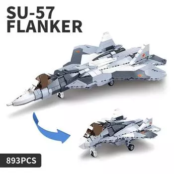 0986 Военная серия Su 57 Fighter в сборе, модель мальчика, собранные строительные блоки, игрушки, подарки