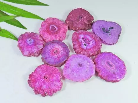 09Pcs Pink Solar Druzy Agate Geode Fancy cabochon Loose Gemstone Lot 26-32MM RQ-2679