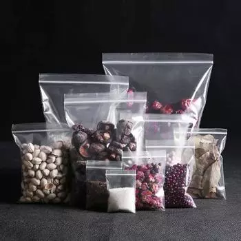 0,02 мм прозрачный самозапечатывающийся мешок, полиэтиленовый утолщенный прочный герметичный пакет для пищевых продуктов, пять зерен, чайная сумка для хранения одежды, упаковочная сумка на молнии 8x12cm 100pcs