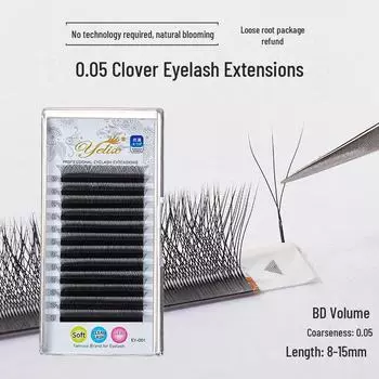 0,05 3D Cross Thick Clover Natural Flowering Накладные ресницы — густые и большие 15mm