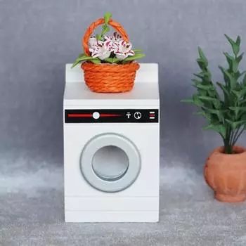 0.05 Миниатюрная деревянная стиральная машина, кукольный домик, мебель, ролевые игры, мини-барабан