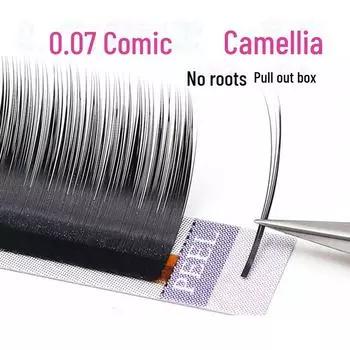 0.07 Мультяшные накладные ресницы Камелия: Мягкие накладные ресницы в тайском стиле с одним корнем и китайской завивкой. 0.07C, 9mm