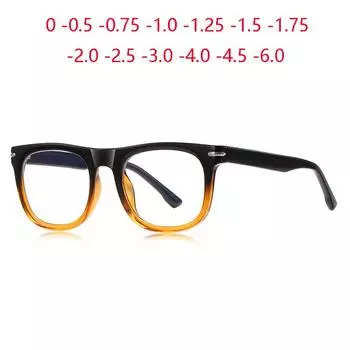 0 -0,5 -0,75 до -6,0 блокирующие синий свет квадратные студенческие очки для близорукости для мужчин TR90 близорукие очки по рецепту 0