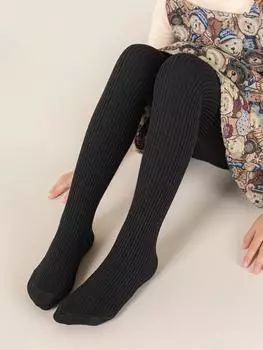 0-12 лет Детские хлопковые колготки для девочек Весна Осень Зима Колготки с бантомДетские вязаные колготки для младенцев 0-6m чёрный