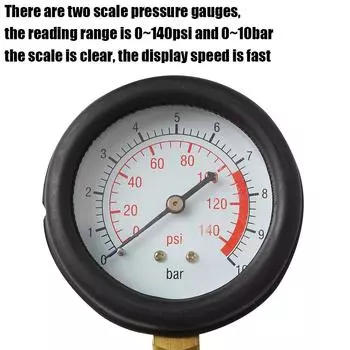 0~140psi 0~10bar Инструменты для диагностики автомобилей Автомобильный испытательный набор Устройства оповещения о низком уровне масла Комплект для проверки давления масла в двигателе Быстроразъемное соединение чёрный