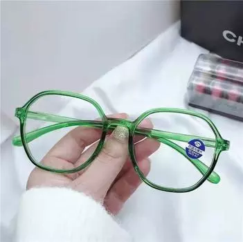0+1.0...+ 4.0 Unisex Ultralight Eyeglasses Polygon Hot Sale Computer Reading Glasses Women Glasses Men Popular High Quality Presbyopic Handmade 0 зелёный