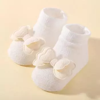 0-1 год Детские мягкие носки и повязки Комплекты Однотонные хлопковые дышащие носки для девочек Милые бантики для младенцев и маленьких девочек Аксессуары для одежды