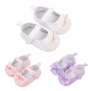 0-1 лет милые туфли принцессы для новорожденных, обувь для кроватки, парусиновая обувь для девочек, украшение с бантом 11