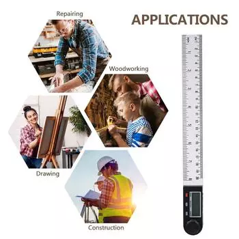 0-200 мм Многофункциональный цифровой ЖК-дисплей Угловая линейка 360 Электронный гониометр Транспортир Black & White