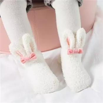 0-24Month Coral Fleece Baby Girls Socks Newborn Soft Cute Rabbit Baby Socks For Girls Fashion Winter Thick Warm Sock New 0-12M(S)