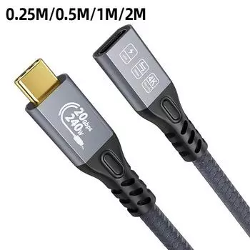 0,25/0,5/1/2 м PD240W USB C удлинительный кабель «папа-мама» USB C на USB C кабель типа C удлинитель для быстрой зарядки для ПК Macbook 0.25m