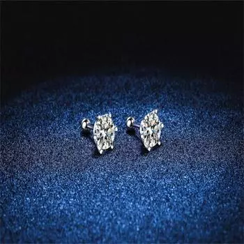 0,2-2 карата, круглые муассаниты, стерлинговое серебро 925 пробы, модные серьги-гвоздики с шестью когтями, женские ювелирные изделия высокого качества 0.8 carat