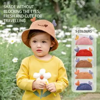 0-36 месяцев Детская вязаная шапка рыбака летняя детская шапка мягкая дышащая детская шапка от солнца милые украшения в виде рогов, мультяшные узоры розовый