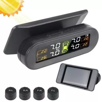 0-3,5 бар система контроля давления в шинах цифровой вращающийся держатель сигнализация давления в шинах USB солнечная TPMS автомобильный монитор давления в шинах 4 внешних датчика Black