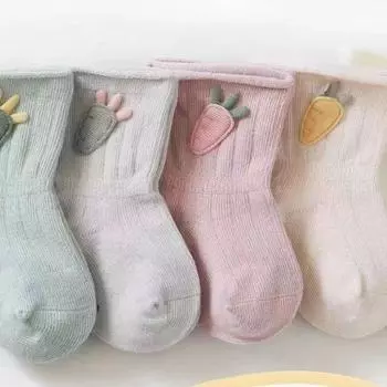 0-3 года / Новые детские носки из хлопка с рисунком моркови для новорожденных мальчиков и девочек S розовый