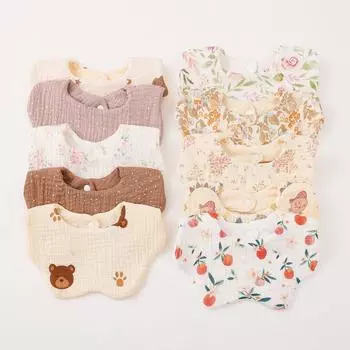 0-3 года Утолщенные хлопковые марлевые детские нагрудники Милый цветочный принт Младенческий нагрудник Мягкие салфетки для срыгивания для мальчиков и девочек Полотенце для кормления оранжевый